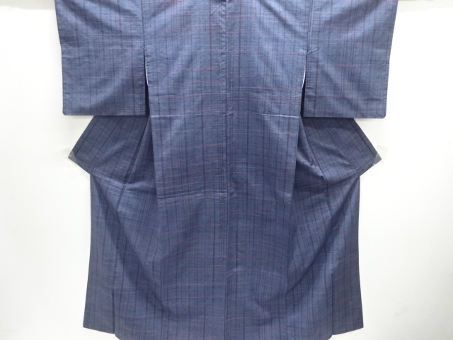 格子織り出し手織り紬着物